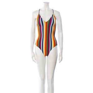 Tory Burch Soul Stripe One-Piece Swimsuit Rainbow Stripe size S